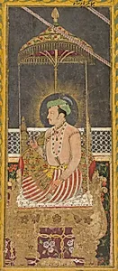 Posthumous portrait of Emperor Jahangir under a canopy (recto) by Unknown Artist