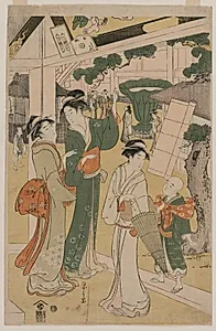 Print from Women Resting in the Votive Picture Hall at Asakusa by Chōbunsai Eishi (Japanese, 1756–1829)