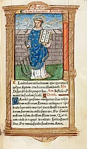 Printed Book of Hours (Use of Rome):  fol. 101r, St. Lawrence by Guillaume Le Rouge (French, Paris, active 1493–1517)