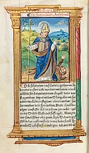 Printed Book of Hours (Use of Rome):  fol. 105v, St. Claude as Bishop by Guillaume Le Rouge (French, Paris, active 1493–1517)