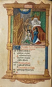 Printed Book of Hours (Use of Rome): fol. 13v, December calendar page
 by Guillaume Le Rouge (French, Paris, active 1493–1517)