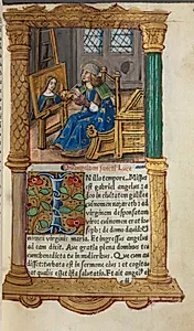 Printed Book of Hours (Use of Rome): fol.18r, St. Luke by Guillaume Le Rouge (French, Paris, active 1493–1517)