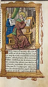 Printed Book of Hours (Use of Rome):  fol. 19r, St. Matthew by Guillaume Le Rouge (French, Paris, active 1493–1517)