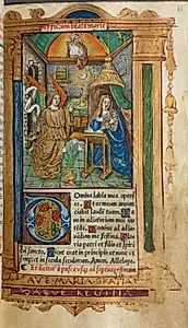 Printed Book of Hours (Use of Rome): fol. 25r, The Annunciation by Guillaume Le Rouge (French, Paris, active 1493–1517)