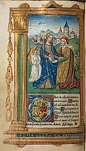 Printed Book of Hours (Use of Rome): fol.29v, The Visitation by Guillaume Le Rouge (French, Paris, active 1493–1517)