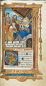 Printed Book of Hours (Use of Rome): fol. 38r, Adoration of the Magi by Guillaume Le Rouge (French, Paris, active 1493–1517)