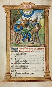 Printed Book of Hours (Use of Rome): fol. 4v, March calendar illustration by Guillaume Le Rouge (French, Paris, active 1493–1517)