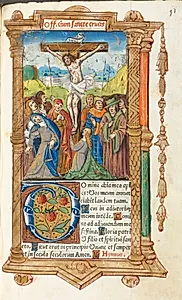 Printed Book of Hours (Use of Rome): fol. 55r, The Crucifixion by Guillaume Le Rouge (French, Paris, active 1493–1517)