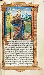 Printed Book of Hours (Use of Rome):  fol. 96r, St. Augustine by Guillaume Le Rouge (French, Paris, active 1493–1517)
