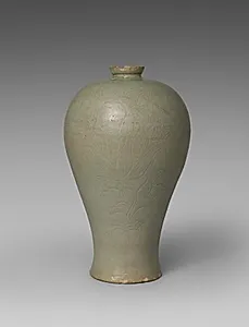 Prunus Vase with Incised Peony Design by Unknown Artist