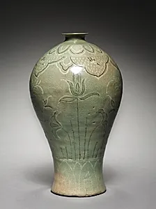 Prunus Vase with Inlaid Lotus and Reed Design by Unknown Artist