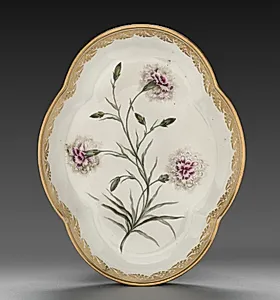 Quatrelobed Dish from Dessert Service: Pinks--Maddocks Beauty by Derby (Crown Derby Period) (British)