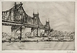 Queensboro Bridge, New York by William George Reindel (American, 1871–1948)