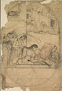 Radha's Hair Being Dressed by Unknown Artist