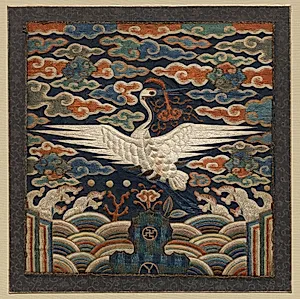 Rank Badge with Single Crane Motif by Unknown Artist