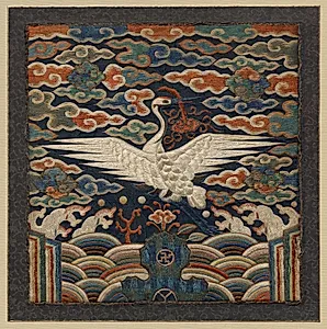 Rank Badge with Single Crane Motif by Unknown Artist
