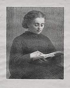 Reading:  Portrait of the Artist's Sister by Henri Fantin-Latour (French, 1836–1904)