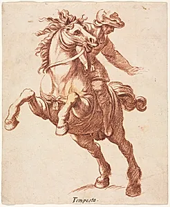Rearing Horse and Rider by Antonio Tempesta (Italian, 1555–1630)