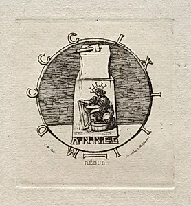 Rebus:  "Here lies the ancient vendetta" by Charles Meryon (French, 1821–1868)