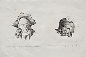 Receuil d'essais lithographiques:  Deux têtes