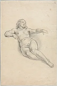 Reclining Female Nude (recto) by Anonymous