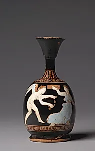 Red-Figure Squat Lekythos (Oil Vessel): Eros and Woman by Unknown Artist