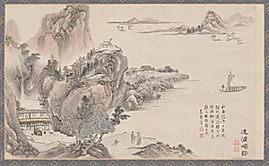 Returning Sails off a Distant Shores, from Eight Views of Xiao-Xiang by Tani Bunchō (Japanese, 1763–1841)
