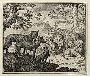 Reynard the Fox:  The Relatives of Reynard Leave Court by Allart van Everdingen (Dutch, 1621–1675)