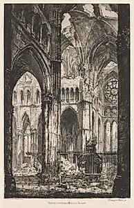 Rheims Cathedral, South Transept by Louis Orr (American, 1879–1966)