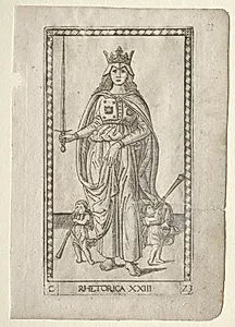 Rhetoric (from the Tarocchi, series C:  Liberal Arts, #23) by Master of the E-Series Tarocchi (Italian, 15th century)