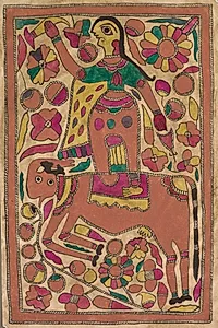 Rider and four-legged creature with floral motif by Unknown Artist