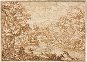 River Landscape with Arched Rock by Crescenzio di Onofrio (Italian, 1632?–after 1712)