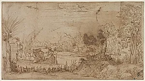 River Landscape with Boats