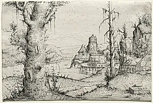River Landscape with Large Tree at Left