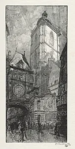 Rouen Illustré:  La Gros Horloge by Auguste Louis Lepère (French, 1849–1918)