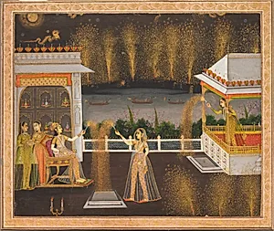 Royal Women Celebrating Diwali by Unknown Artist