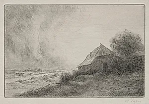 Ruined House on a Hillside by Alphonse Legros (French, 1837–1911)