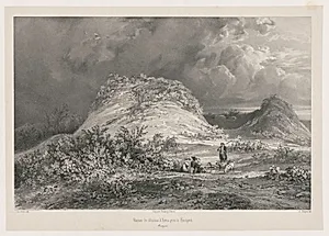 Ruines du Chateau d'Artns pres le huelgoet, Bretagne by Julien Louis Jacottet (Swiss, 1806–1880)