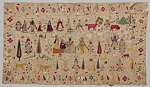 Rumal with Rama and Krishna scenes by Unknown Artist