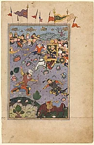 Rustam meets the challenge of Ashkabus, from a Shah-nama (Book of Kings) of Firdausi (Persian, about 934–1020) by Unknown Artist