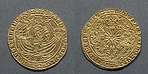 Ryal: Edward IV in Ship with a Shield of Arms and Rose (obverse); Sun with Fleurs (reverse) by Unknown Artist