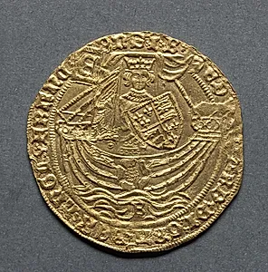 Ryal: Edward IV in Ship with a Shield of Arms and Rose (obverse) by Unknown Artist