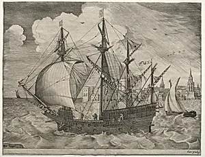 Sailing Vessels: Armed Four-Master Putting Out to Sea