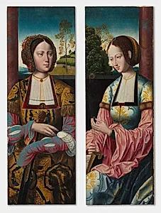 Saint Catherine and Saint Barbara (pair) by Master of the Holy Blood (Netherlandish)