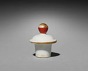 Sake Bottle with Three Figures (lid) by Unknown Artist