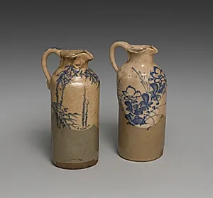 Sake Pourers with Bamboo and Bellflowers