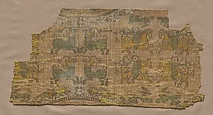 Samite fragment with hunters by Unknown Artist