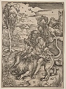 Samson Killing the Lion by Albrecht Dürer (German, 1471–1528)