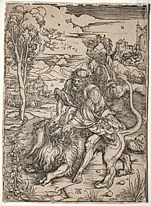 Samson Killing the Lion by Albrecht Dürer (German, 1471–1528)