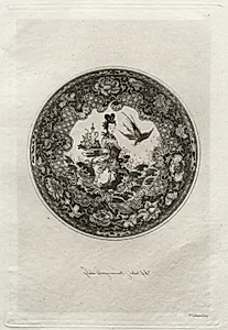 Saucer with Rich Enameled Ground and Medallion Representing the Goddess Kounin  by Jules Jacquemart (French, 1837–1880)